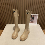 White Chelsea Boots Long Barrel Knight Boots 2025 New Martin Boots Autumn Winter Women's Shoes High-Heeled Long Boots HZ0115