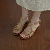 French Temperament Weaving Hollow Word With Exposed Toe Coarse Sandals Set Holiday Style Roman Shoes Woman HZ0115