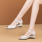 Sandals Women's 2025 New Summer Wear Soft Base Heel Heel Hollow Fish Mouth Women's Shoes HZ0115