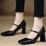 French Retro Square Shallow Mouth Mary Jane Single Shoes Women's Spring 2025 New Word Buckle Lady Casual Single Shoes HZ0115