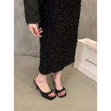 Pink High Heel French Small Cool Slippers Fairy Shoes 2025 New Summer Fashion Outside The Temperament Of Niche Sandals HZ0115
