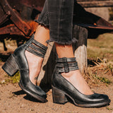 After The New 2025 Zipper Coarse Heel High Heel And Shallow Buckle Women's Single Shoes HZ0115