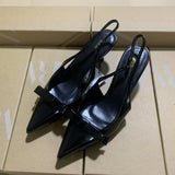 White Moonlight! Temperamental Bow White Back Empty Sandals Women Spring 2025 Korean Version Of Daily Commute Fine Heel Single Shoe Tips HZ0115