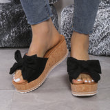 Large-Size Bow Cold Slippers Women 2025 Summer New Comfortable Loose Cake Thick-Bottomed Slippers Batch HZ0115