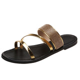 2025 New Large-Size Leisure Slippers Women's Round Head Drill Flat Bottom Cool Slippers Slippers HZ0115