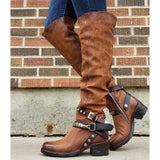 Xiyin New Belt Buckle Boots Women Boots Coarse And Medium Size 40-43 HZ0115