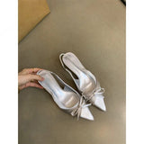 Small High-Heeled Women's Shoes 2025 Spring And Autumn New French Temperament Elegant Bow Tip Light-Mouthed Fine Sandals HZ0115