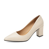 Fashion Single Shoes Women's Coarse Heel 202 Spring New Pointed Work Shoes Shallow One-Foot Pedal Korean Version Of High Heel Simple HZ0115