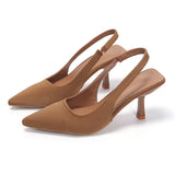 Large-Size High-Heeled Sandals Baotou Behind The Empty Stumbling Stumbling New Shallow Tip Single-Shoe Fine Heel High Heels HZ0115