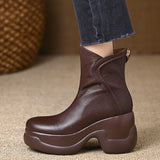 Small Thick 8Cm Slope With Leisure Short Boots Female Super High And Leisure Round Head After Zipper Coarse And Chelsea Boots HZ0115