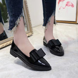 Spring Korean Version Of The Bow Tip Casual Low Single Shoes Women's Flat Base Simple Socket Commuting Women's Leather Shoes HZ0115