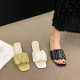 2025 Spring And Summer New High-Heded One-Word Slippers Women's Head Lazy Half-Fashion Folds Wearing Sandals Children HZ0115