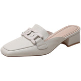Original Ins Is A Great Wear ~ Square Head Muller Slippers Women 2025 New Thick And Bag Head Half Slippers HZ0115