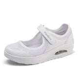 Large-Size Single-Shoe Women 2025 New Air Cushion Low-Top Magic Sticker Light Single-Shoe Solid-Color Mesh Women's Shoes HZ0115