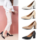Fashion Single Shoes Women's Coarse Heel 2025 Spring New Pointed Work Shoes Shallow One-Foot Pedal Korean Version Of High Heel Simple HZ0115