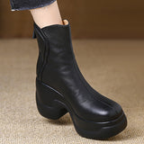 Small Thick 8Cm Slope With Leisure Short Boots Female Super High And Leisure Round Head After Zipper Coarse And Chelsea Boots HZ0115