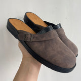 Flat Bottom Slope And Generous Head Behind The Empty Shallow Mouth Men Casual Big Size Single Shoes Sandals Slippers HZ0115