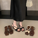 2025 New French Temperament With Square Slope And Niche Design And Commuting High Heel Sandals Woman HZ0115