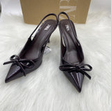 ZAJ2025 Bow Head Sandals New French Light-Tip Wine Red Patent Leather Fine Heel High Heels HZ0115