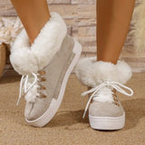 2025 Winter Short-Singue Long-Haired Snow Boots Large-Size Edge Plus Velvet Martin Boots HZ0115