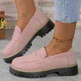2025 New Spring And Autumn Lefu Shoes Large-Size Leisure Grinding Sand Yingfeng Women's Shoes Thick Heel Thick Back Retro HZ0115