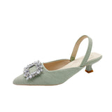Baotou Sandals Women 2025 New Summer Drill Side Buckle Fairy Wind After The Air Fine Heel Tip Single Shoes HZ0115