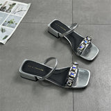 Women's Shoes 2025 Summer New Tug In The Toe Water Drill With Net Red Slippers Half A Word Drag HZ0115