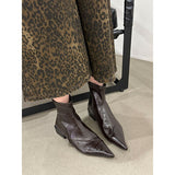Sharp-Headed Short Boots Women 2025 Autumn And Winter New Boots Thick And Short-Cular Women Boots Small Thin Skin Boots High Heels Martin Boots HZ0115