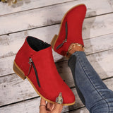 Trendy Thick Background Solid Color Tip Side Zipper Martin Boots 2025 Spring And Autumn New Short-Box Women Boots HZ0115