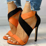2025 Summer New Fashion Sexy Word Cross-Head With Sharp Tip Ultra-High Fine Sandals Large Size HZ0115