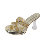 Fashion Water Drill High Heels Do Not Tired Feet Sandals Temperament Elegant Coarse And Waterproof Waterproof Thick-Soled Slippers Single Shoes Women Shoes HZ0115