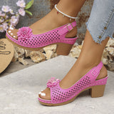 Large-Size Flower High-Heeled Sandals Women 2025 Summer New Fashion Coarse Heel Buckle With Women's Sandals HZ0115
