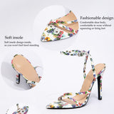 Women's Tip Print With Cross Cross Back Ankle With Fine Heel Sandals Gorgeous High Heels HZ0115