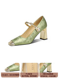 New Chinese Style Mary Jane Single Shoes 2025 New Square Word With High Heel Women's Shoes Fashion Shoes HZ0115