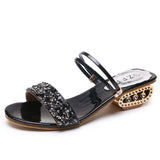 Cold Slippers Women 2025 Summer Water Diamond Lily With A Word Wearing Fashion One Shoe Two Wearing Sandals HZ0115