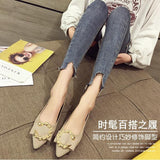 Net Red Fashion Light Mouth Single Shoes Women's 2025 Spring Flat-Bottomed Metal Beans Soft Sole Lazy One-Legged Pedal Women's Shoes HZ0115