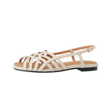 Summer 2025 Rome Braided Sandals Women Retro Wind Flat Base Soft Bottom White Low-Heeled Hollow Fish Mouth Shoes HZ0115