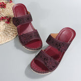 Large-Size 2025 Summer New Retro Leisure Flowers High Heel Women's Shoes And Slippers HZ0115