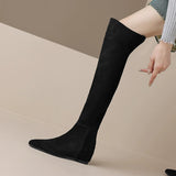 Wasteland Wind Retro Knee Long-Tice Boots Women 2025 Autumn And Winter New Fashion Thin Sharp Head Inside The Raised Boots HZ0115