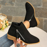 Trendy Thick Background Solid Color Tip Side Zipper Martin Boots 2025 Spring And Autumn New Short-Box Women Boots HZ0115