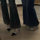 Small Fragrant High-Heeled Shoes 2025 New Autumn Tip French Single Shoes Thousand Bird Temperament Fine Heel Women's Shoes Large Size HZ0115