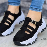 Large-Size Thick-Bottomed Buckle With Casual Sandals 2025 New Thick Low Round Head Hollow Single Shoe HZ0115