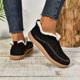 2025 New Fashion Plus Velvet Warm Northeast Cotton Boots Women Casual Solid Color Velvet Retro Large Size Snow Boots HZ0115