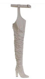 New Solid Velvet Fashion Pointed Personality Rough Knee And Waist Sexy Boots Women Fashion Boots HZ0115