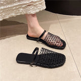 Soft Base Is Not Tired With Cold Slippers Summer New Fashion Design Woven Hollow Bag Head Slippers HZ0115