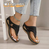 Large-Size Women's Shoes Casual Women's Slippers 2025 New Flat Bottoms Toe Slope And Comfortable Solid Sandals Women HZ0115