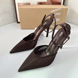 ZA Home 2025 Fashion New Pointed Women's Shoes Classic White Patent Leather Shallow Heel Stumbling Women's High Heel Sandals HZ0115