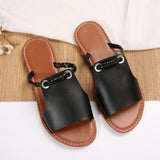 Large-Size 2025 Summer New Slippers Women Solid Color Weaving Simple Daily Beach Slippers Sandals HZ0115