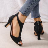 Simple Fashion After Zipper Bag And Fish-Mouthed Shoes Women's Summer Large Size Side-Shoe With Roman Sandals HZ0115