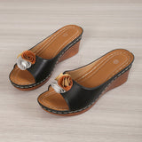 Slot And Flower Slippers Women Wear 2025 Summer New Large Size Loose Cake Thick Bottom Comfortable Cool Slippers HZ0115